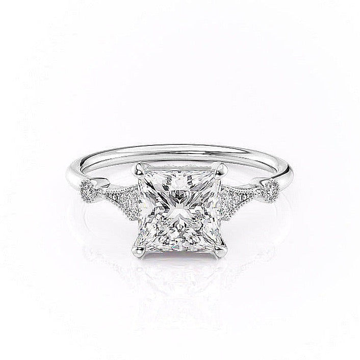 Princess Cut Lab Diamond Vintage Design