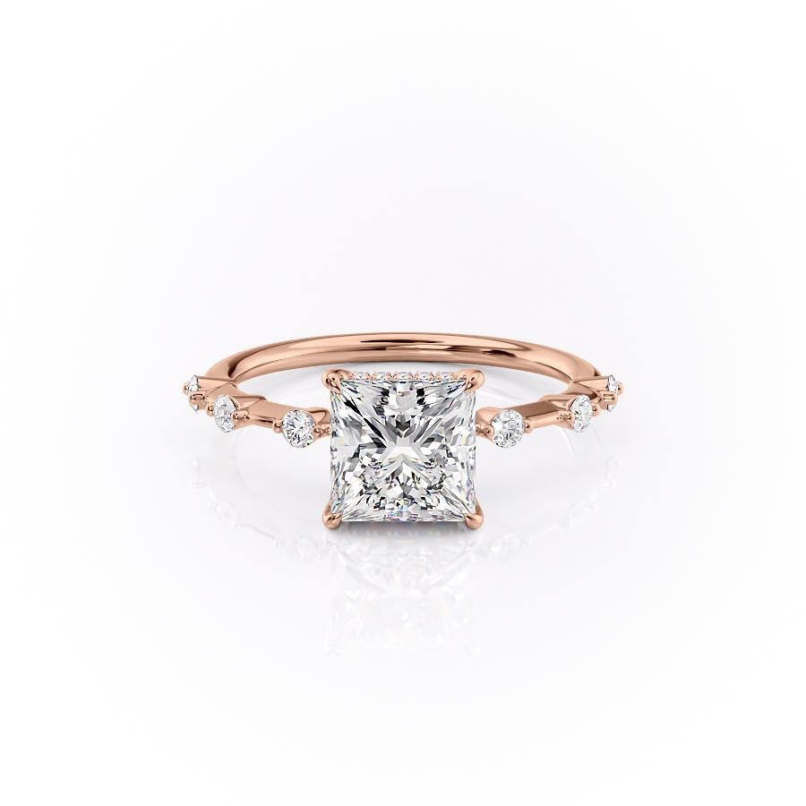 Princess Cut Lab Diamond With Stone Set Shoulders