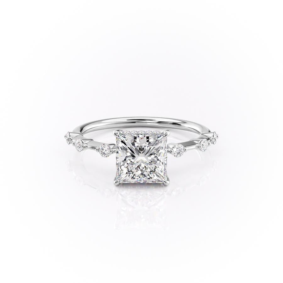 Princess Cut Lab Diamond With Stone Set Shoulders
