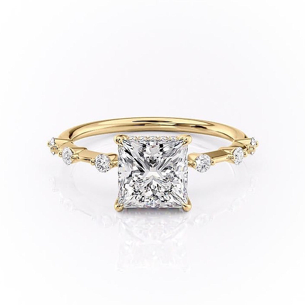 Princess Cut Lab Diamond With Stone Set Shoulders