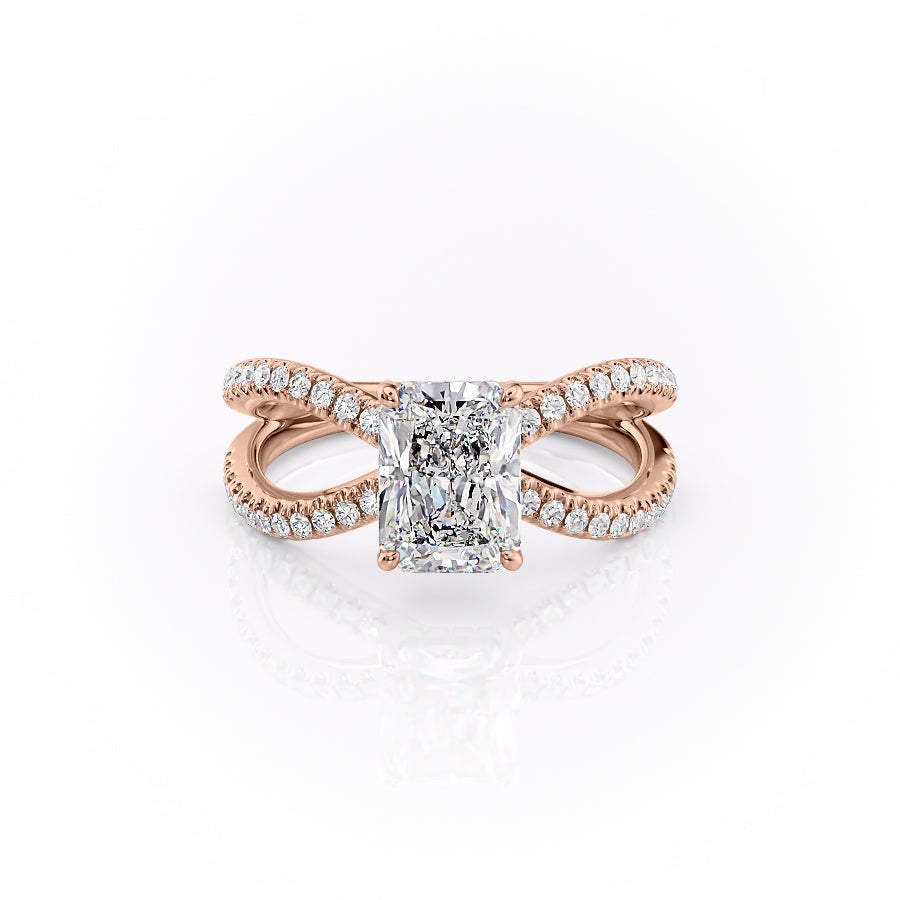 Radiant Cut Lab Diamond Criss-Cross Design