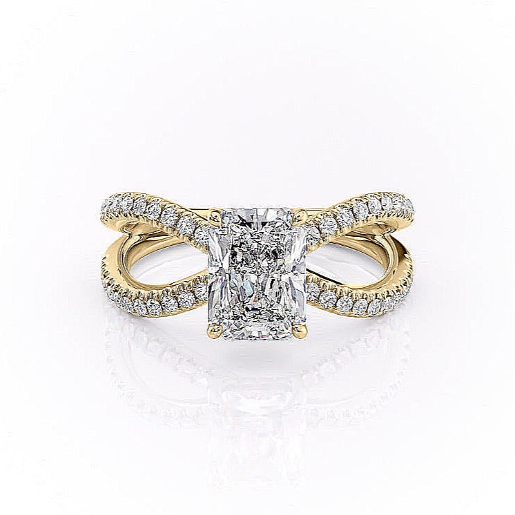 Radiant Cut Lab Diamond Criss-Cross Design