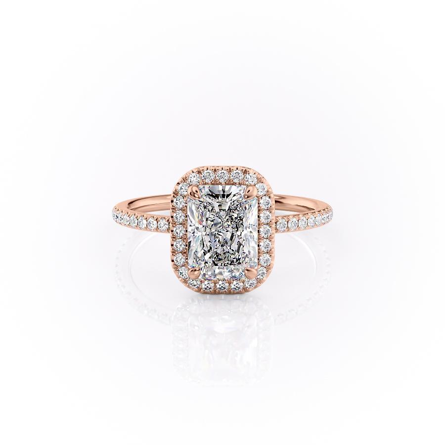 Radiant Cut Lab Diamond Engagement Ring, Classic Halo