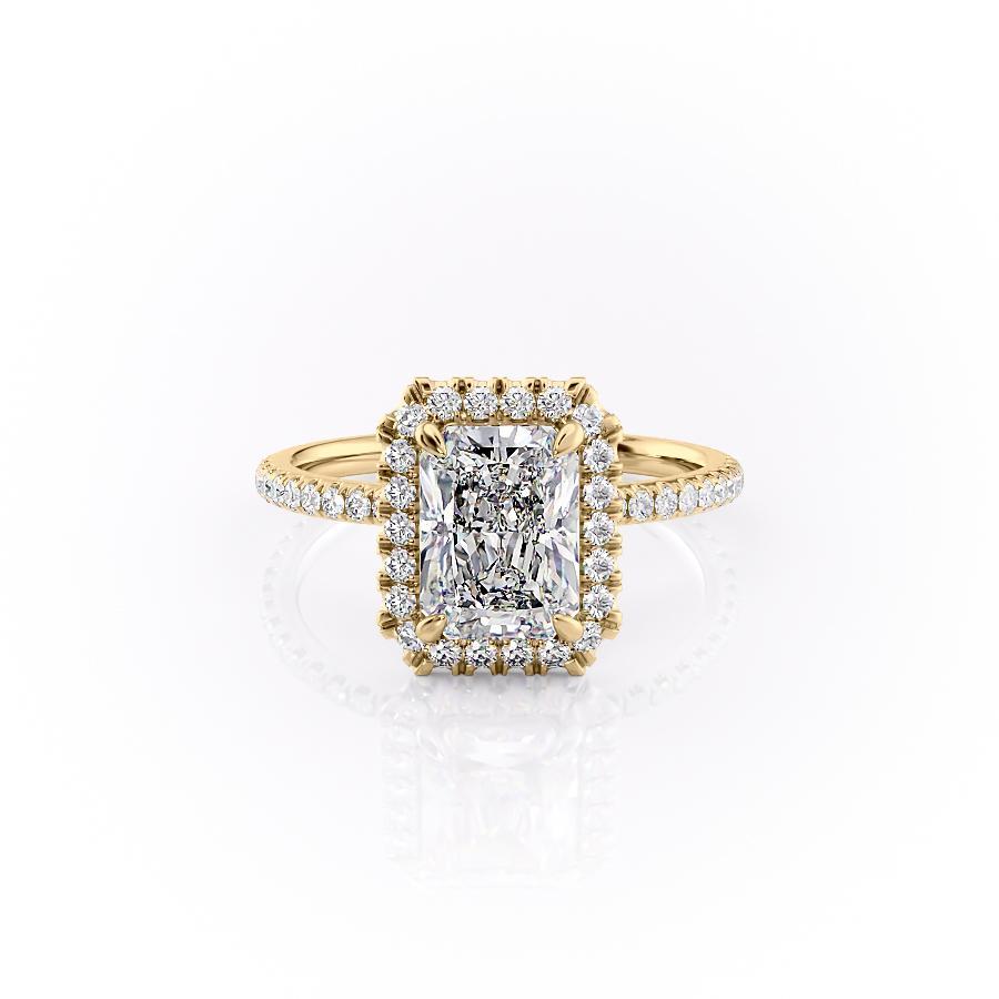 Radiant Cut Lab Diamond Engagement Ring, Classic Halo
