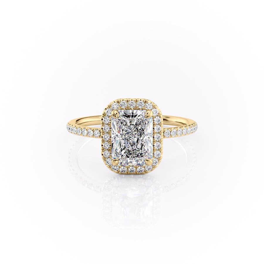 Radiant Cut Lab Diamond Engagement Ring, Classic Halo
