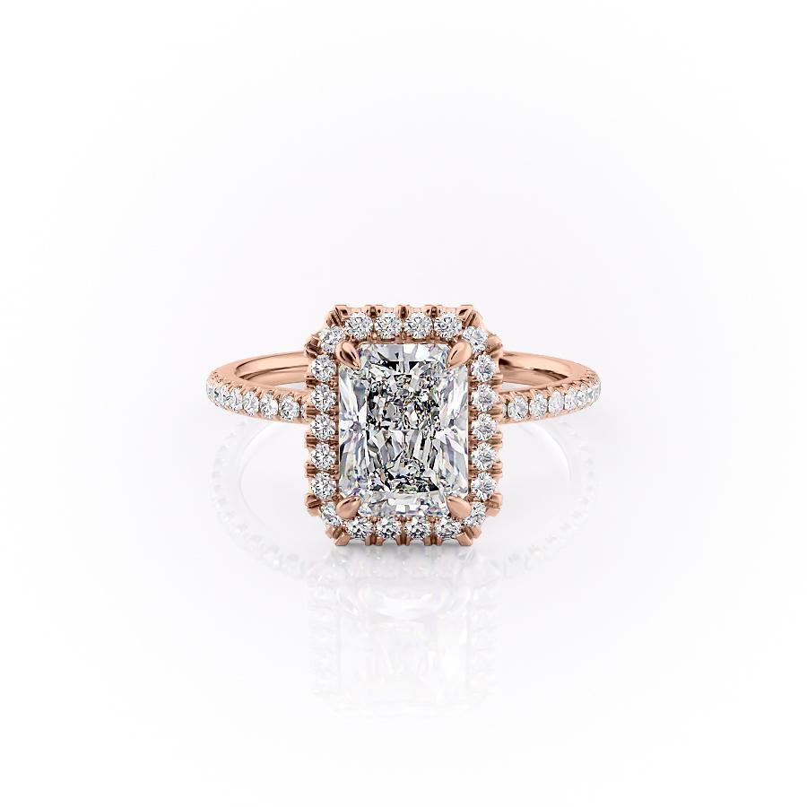 Radiant Cut Lab Diamond Engagement Ring, Classic Halo
