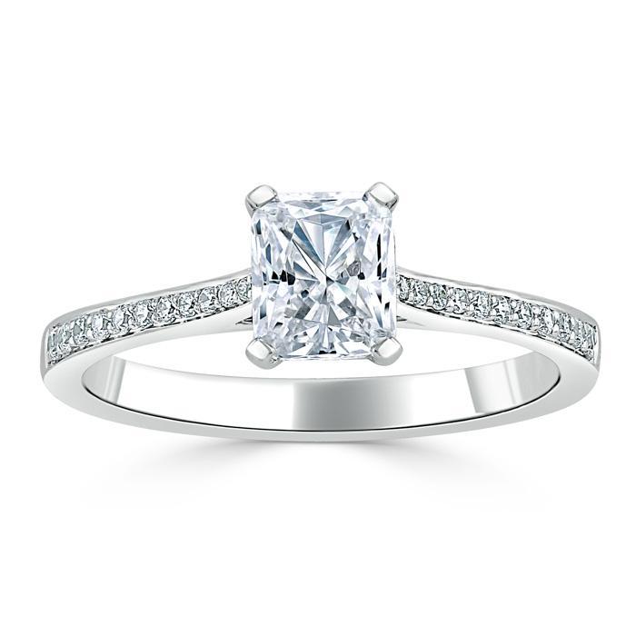 Radiant Cut Lab Diamond Engagement Ring, Classic Style