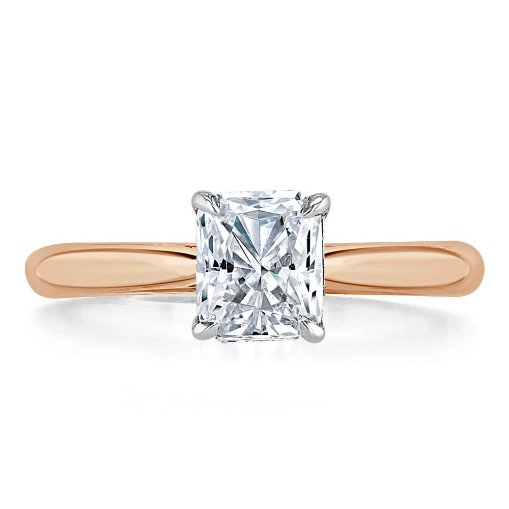 Radiant Cut Lab Diamond Engagement Ring, Classic Style