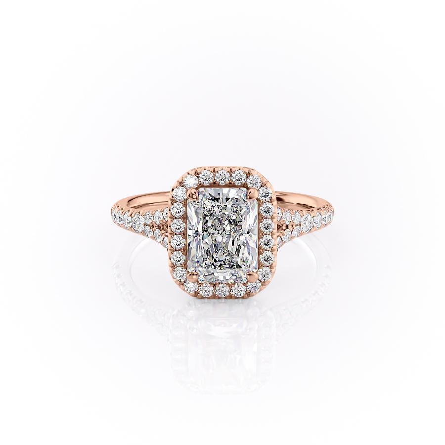 Radiant Cut Lab Diamond Engagement Ring, Split Shank