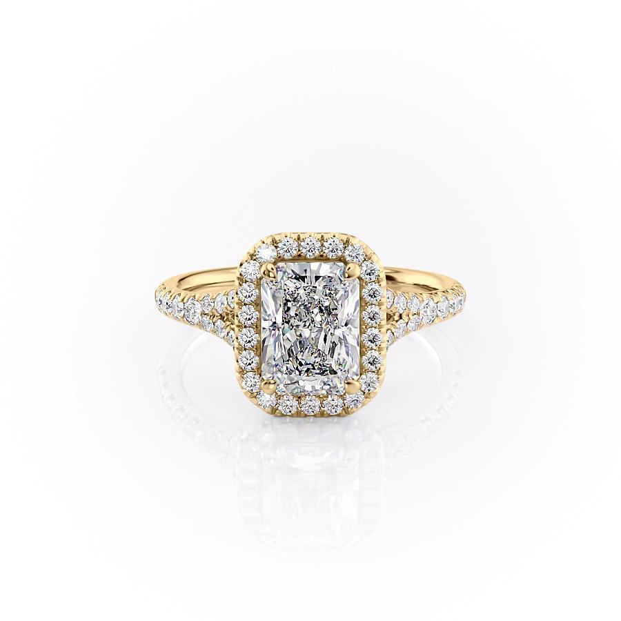 Radiant Cut Lab Diamond Engagement Ring, Split Shank