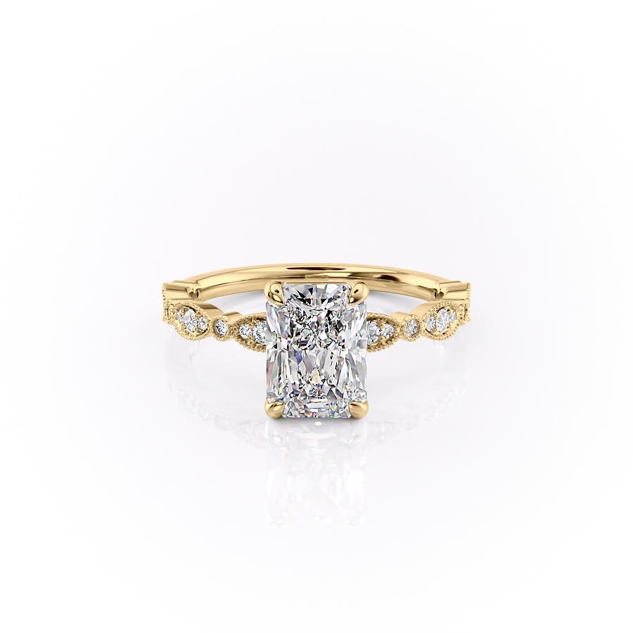 Radiant Cut Lab Diamond Engagement Ring, Vintage Design