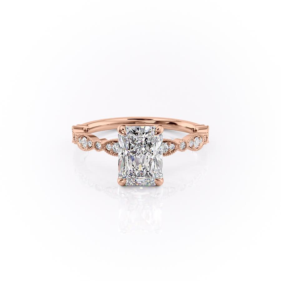 Radiant Cut Lab Diamond Engagement Ring, Vintage Design