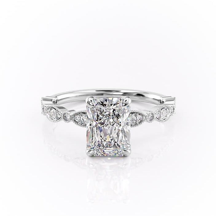 Radiant Cut Lab Diamond Engagement Ring, Vintage Design