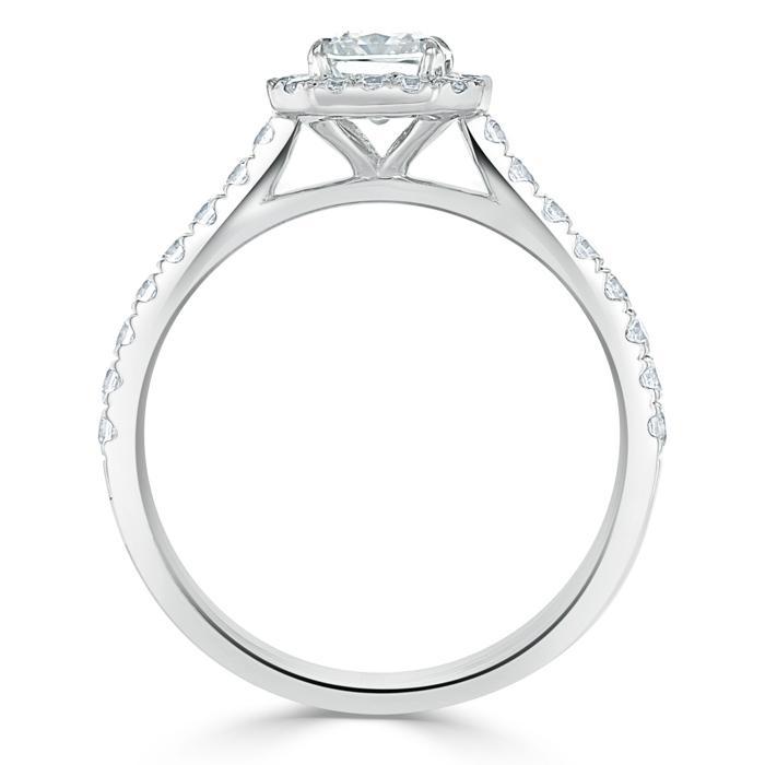 Radiant Cut Lab Diamond Halo Engagement Ring, Classic Style