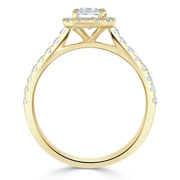 Radiant Cut Lab Diamond Halo Engagement Ring, Classic Style