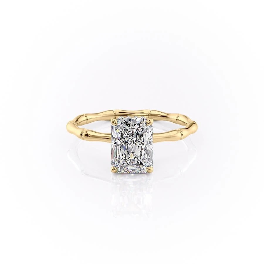 Radiant Cut Lab Diamond Ring With Hidden Halo