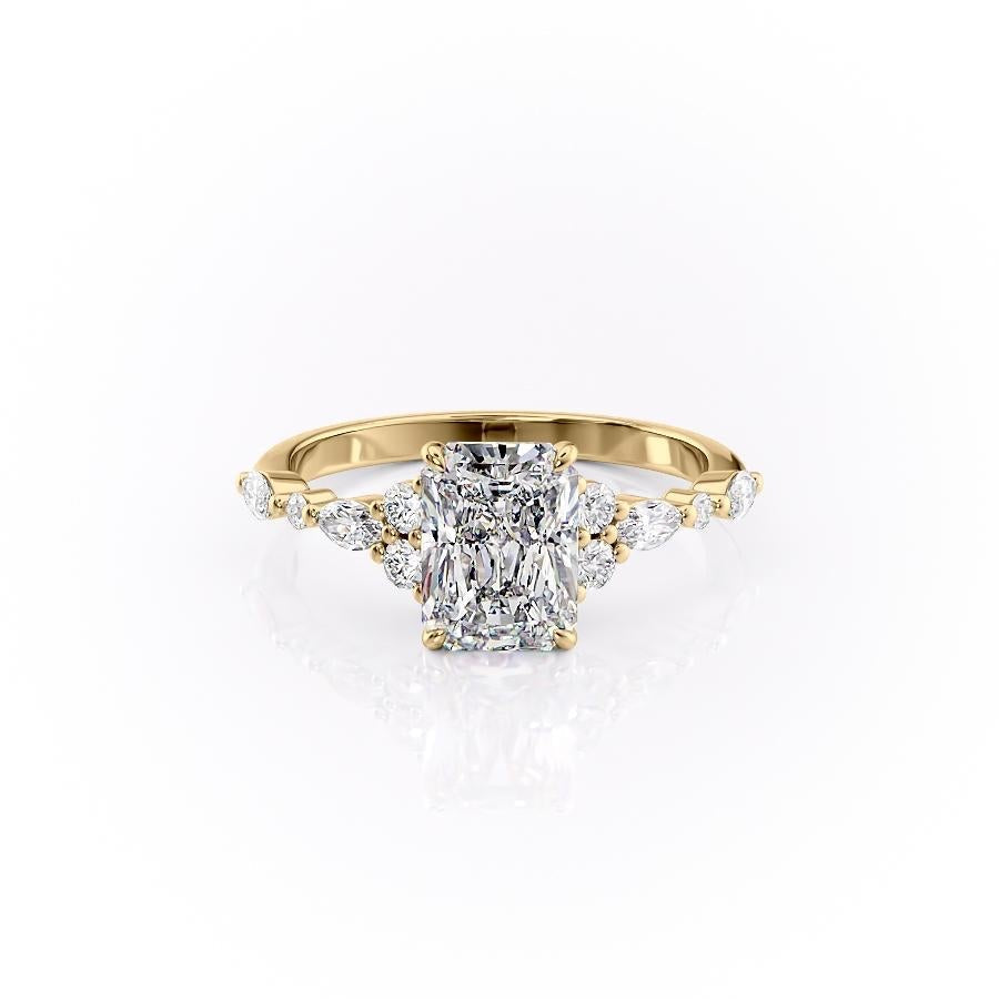 Radiant Cut Lab Diamond Shoulder Set Ring Vintage Design