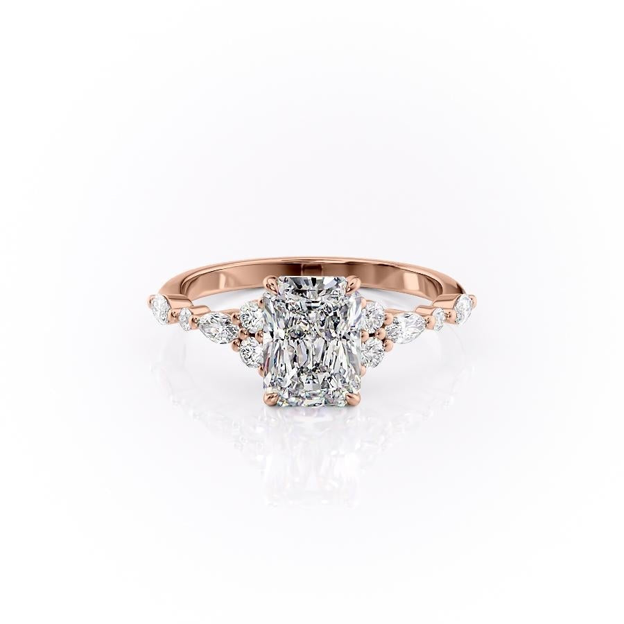 Radiant Cut Lab Diamond Shoulder Set Ring Vintage Design