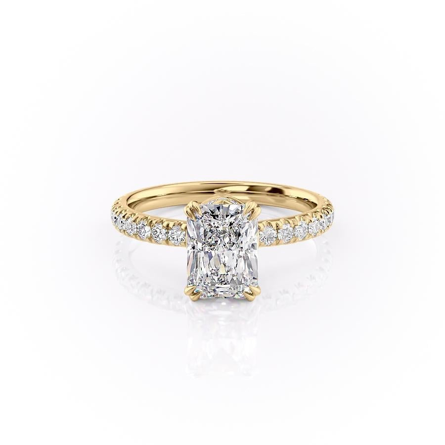 Radiant Cut Lab Diamond Shoulder Set Ring With Block Halo