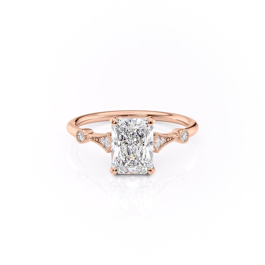 Radiant Cut Lab Diamond Vintage Design
