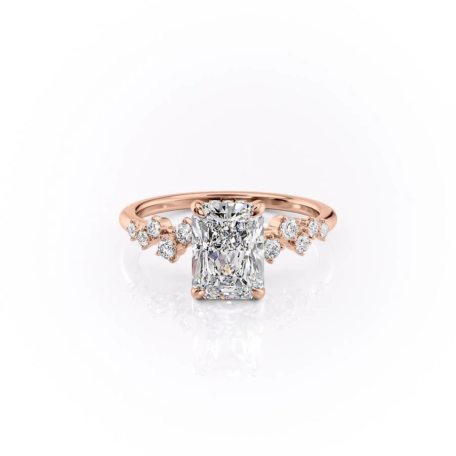 Radiant Cut Lab Diamond With Hidden Halo And Side Stones
