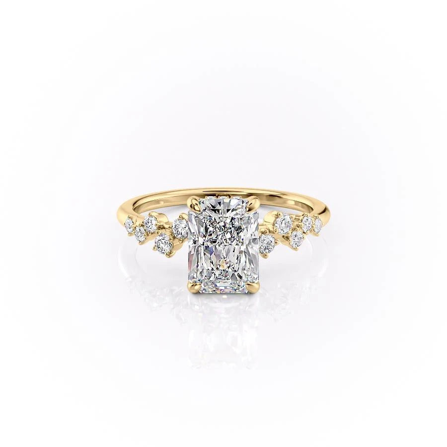 Radiant Cut Lab Diamond With Hidden Halo And Side Stones