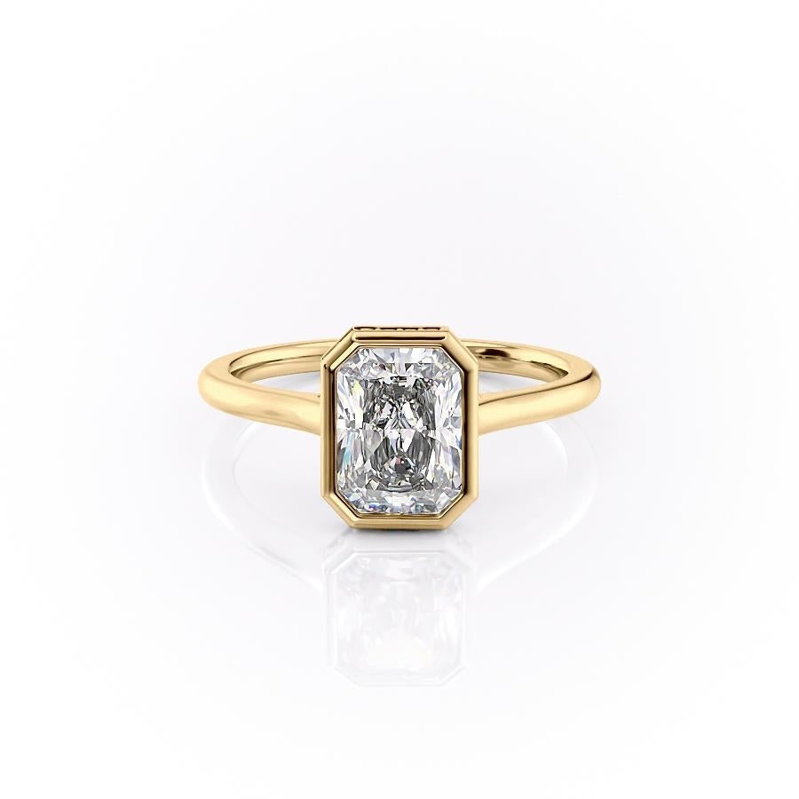 Radiant Cut Rubover Lab Diamond With Hidden Halo