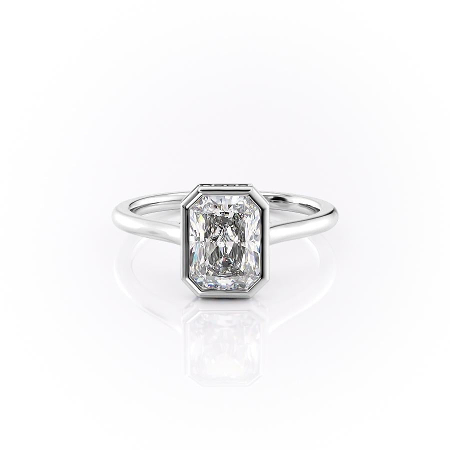 Radiant Cut Rubover Lab Diamond With Hidden Halo