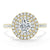 Round Cut Lab Diamond Double Halo Engagement Ring, Tiffany Style