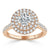 Round Cut Lab Diamond Double Halo Engagement Ring, Tiffany Style