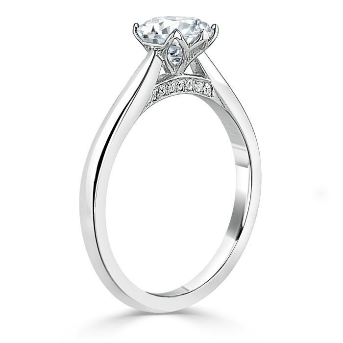 Round Cut Lab Diamond Engagement Ring, Classic Six Claw