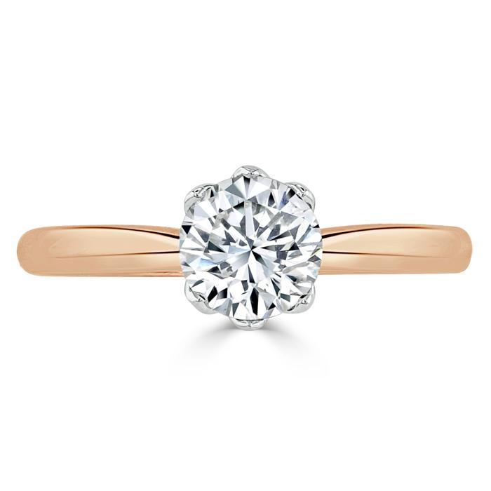 Round Cut Lab Diamond Engagement Ring, Classic Six Claw