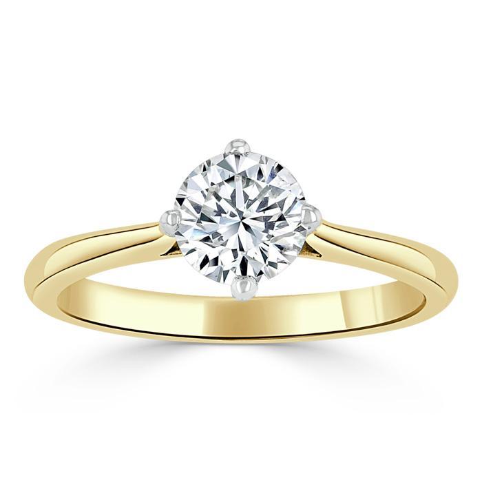 Round Cut Lab Diamond Engagement Ring, Classic Style