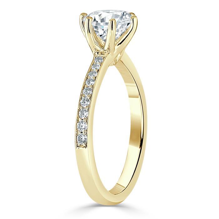Round Cut Lab Diamond Engagement Ring, Classic Tiffany Style