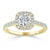 Round Cut Lab Diamond Halo Engagement Ring, Tiffany Style