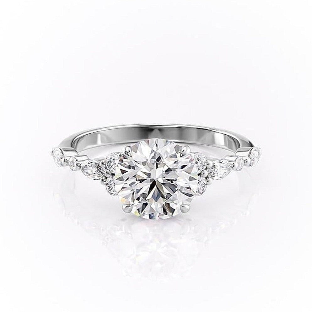 Round Cut Lab Diamond Shoulder Set Ring Vintage Design