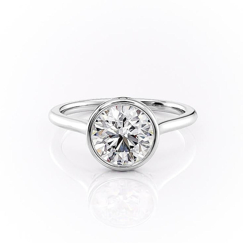 Round Cut Rubover Lab Diamond With Hidden Halo